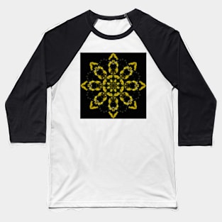 Yellow Chrysanthemum Light and Shadow Kaleidoscope pattern (Seamless) 24 Baseball T-Shirt